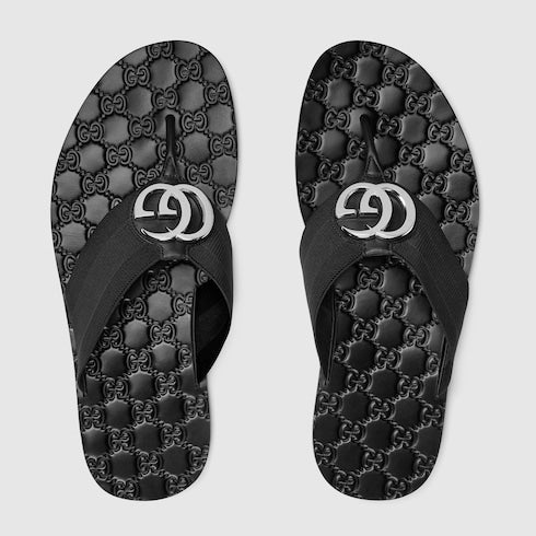 Men's Riviera thong sandal - black elastic strap