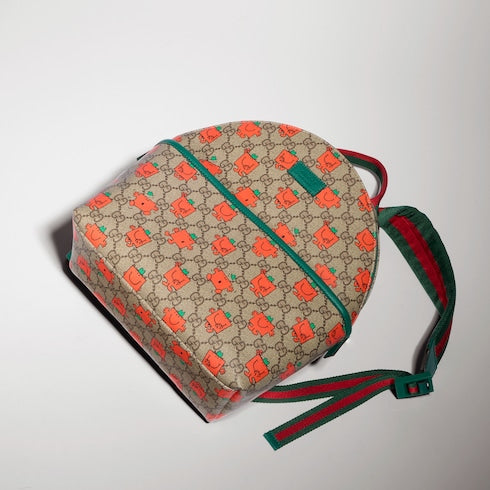 Children's printed GG backpack - beige and brown GG Supreme