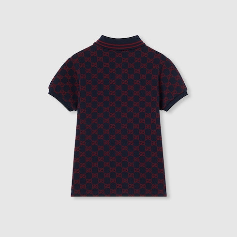 Children's GG cotton polo shirt - blue and red