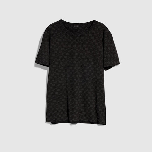 Printed cotton jersey T-shirt - black