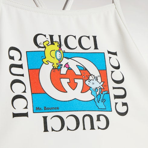 Baby jersey swimsuit with print - white