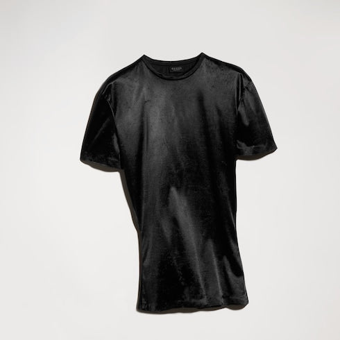 Stretch satin jersey T-shirt - black
