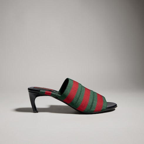 Women's mule sandal with Web - green and red nylon