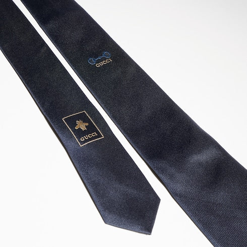 Silk jacquard tie - dark blue