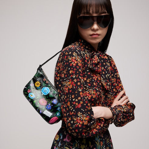 Lady Lunetta small shoulder bag - black and multicolor canvas