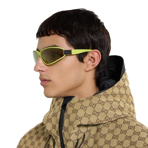 Rectangular frame sunglasses - acid green