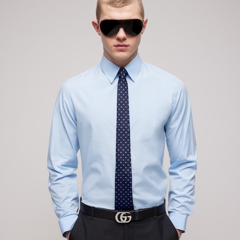 Double G silk jacquard tie - blue