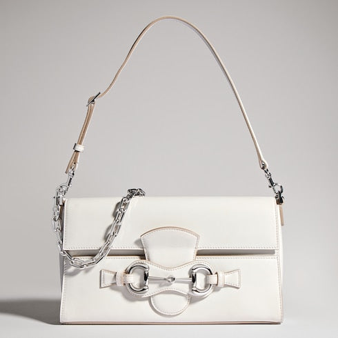 Horsebit Ristretto medium shoulder bag - white leather