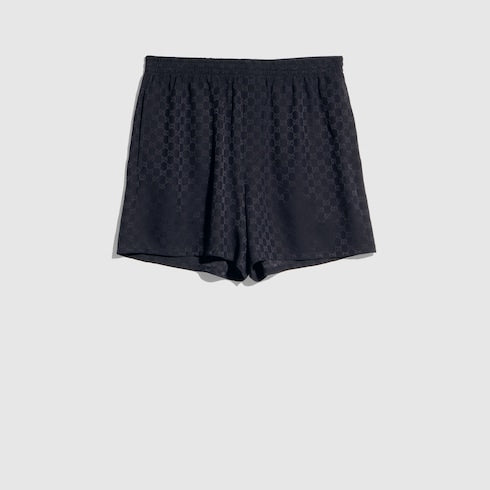 GG silk jacquard shorts - dark blue
