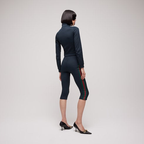 zip sweatshirt with Web - Rib cotton jersey