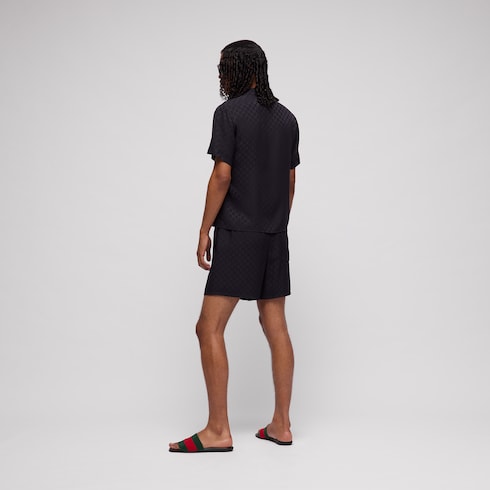 GG silk jacquard shorts - dark blue