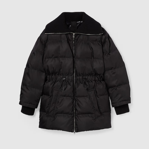 Gabardine fine nylon jacket with logo - black