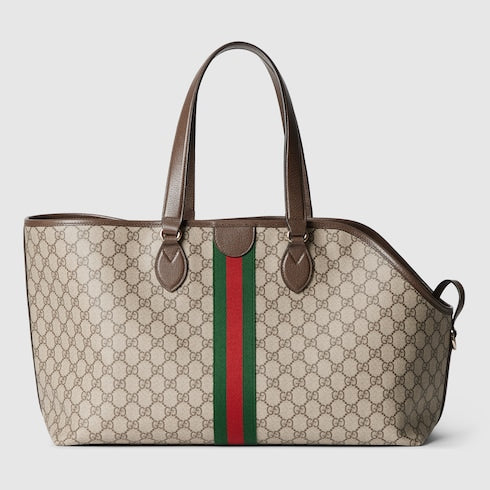 GG Monogram medium pet tote bag - beige and dark brown fabric