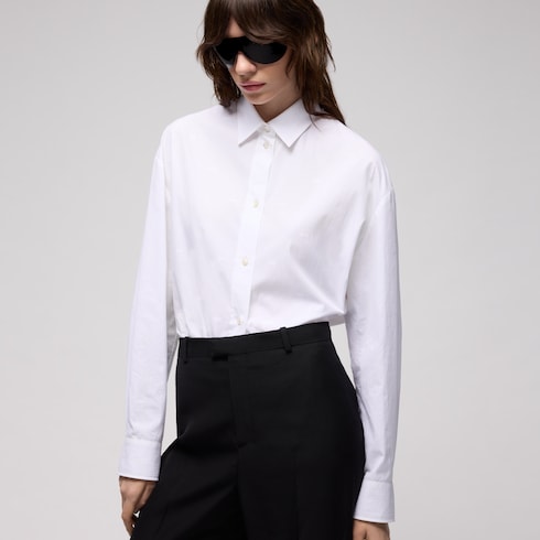 GG cotton poplin damier shirt - white