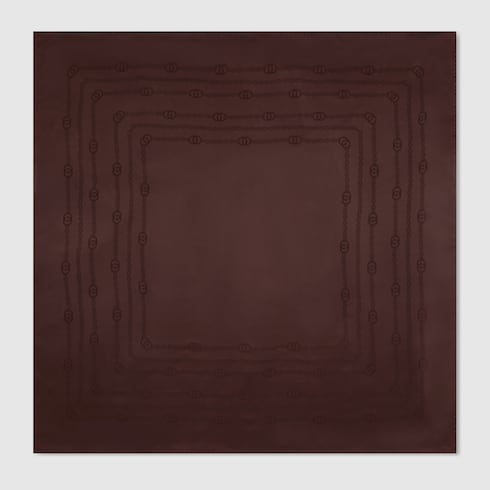 Interlocking G chain silk carré - brown