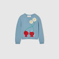 Baby cotton sweater with embroidery - light blue