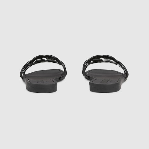 Women's Interlocking G slide sandal - black rubber