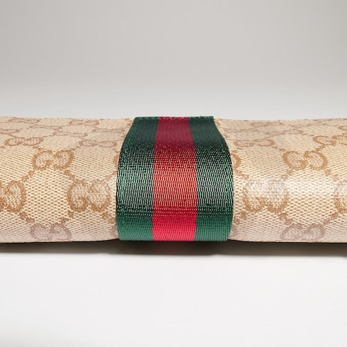 Long wallet with Web - sand and brown GG canvas