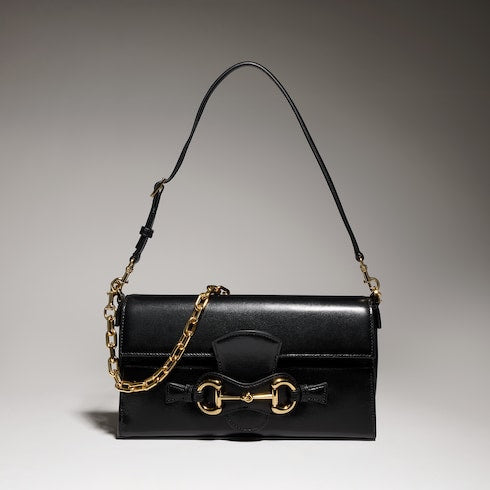 Horsebit Ristretto medium shoulder bag - black leather