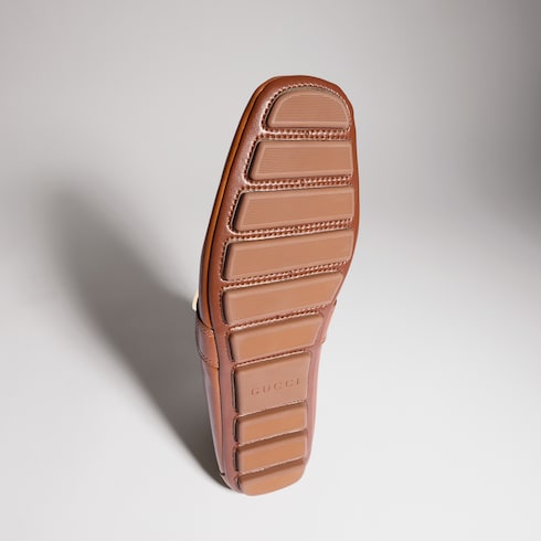 Men's driver with Double G - brown leather