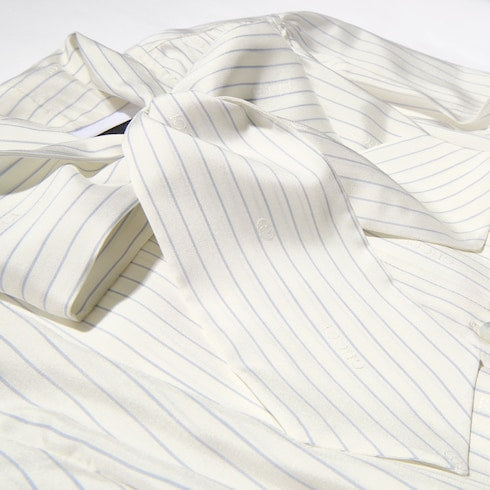 Gucci pinstripe silk shirt with bow - white and light blue