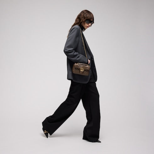 GG Marmont small shoulder bag - dark taupe leather