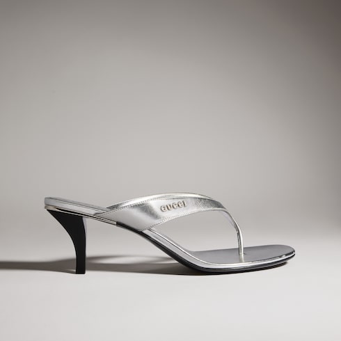 Women's Vittoria thong sandal - metallic silver leather