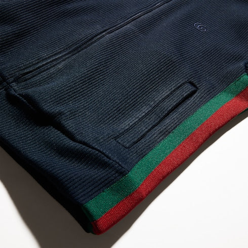 zip sweatshirt with Web - Rib cotton jersey
