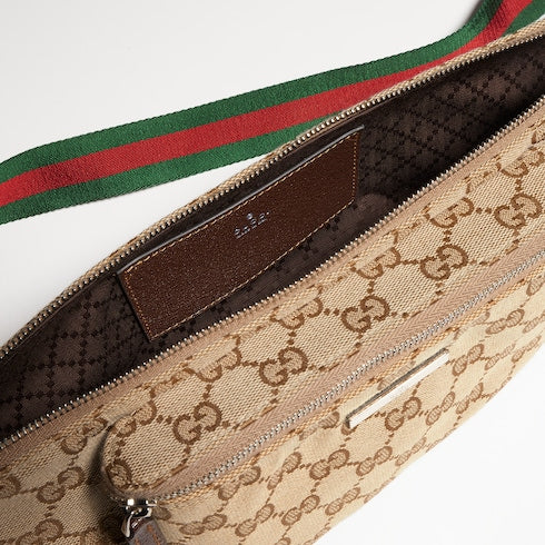 Flatpack large belt bag - sand and brown GG canvas
