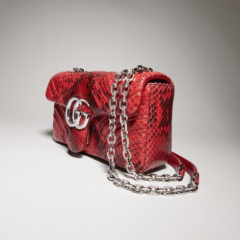 GG Marmont python small shoulder bag - deep red