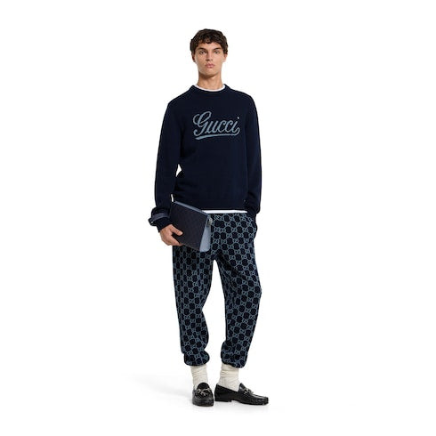 Dusty blue trim medium pouch - dark blue GG Supreme