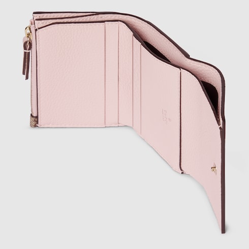 Bi-color GG Marmont mini wallet - pink leather