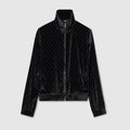 GG stretch velvet devoré zipped jacket - black