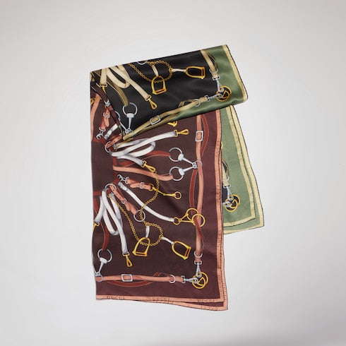Printed silk twill stole - multicolor