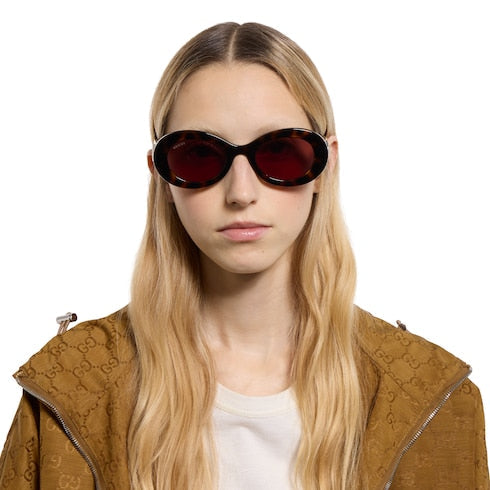 Oval frame sunglasses - dark brown tortoiseshell