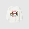 Baby cotton sweatshirt with print - white