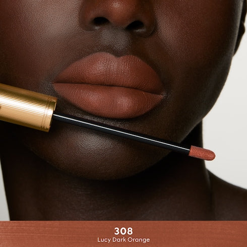 124 Emilie Brown, Rouge à Lèvres Liquide Mat Lipstick - 308 Lucy Dark Orange