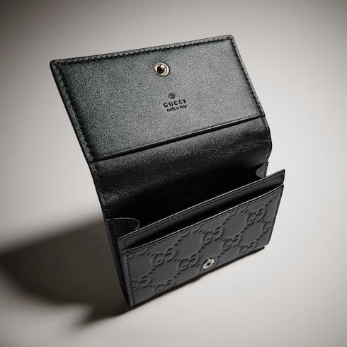 GG Emblem card case - black GG leather
