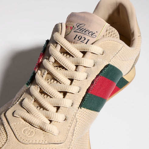 Women's Gucci Tempo sneaker - sand mesh and suede