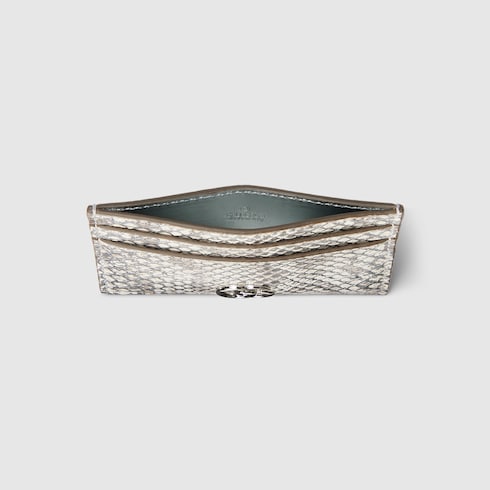 GG Marmont python card case - metallic silver