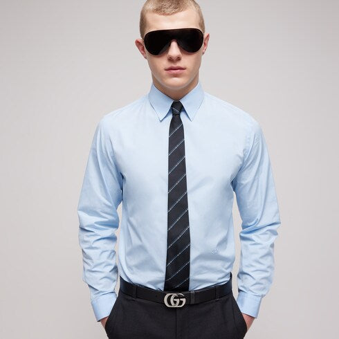 Diagonal Horsebit silk jacquard tie - blue