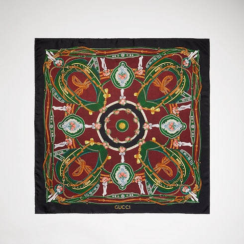 "Salon Privé" printed silk carré - multicolor