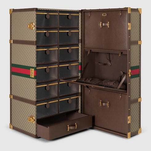 Gucci Savoy maxi rigid shoe trunk - beige and ebony GG Supreme