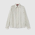 Printed silk twill shirt - white