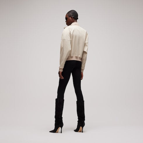 Silk poplin zip jacket - light beige