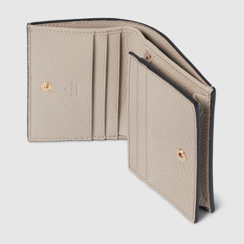 Bi-color GG Marmont small wallet - beige and white GG Supreme