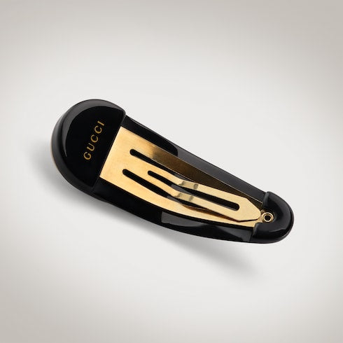 Hair clip with Double G - black resin