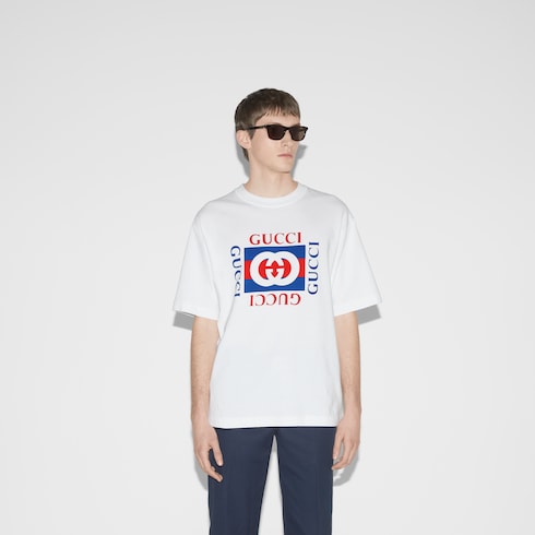 Printed cotton jersey T-shirt - white