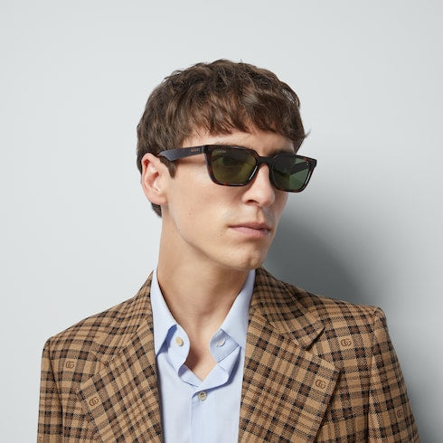 Rectangular-frame sunglases - dark brown injection