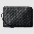 GG Emblem medium pouch - black GG leather